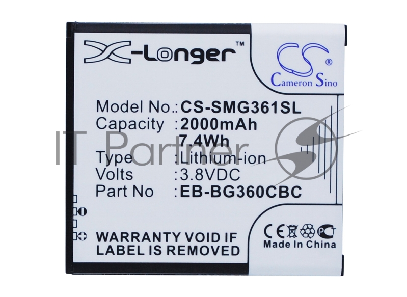 Аккумулятор CS-SMG361SL EB-BG360CBC для Samsung Galaxy J2 SM-J200F, SM-J200H 3.8V, 2000mAh, 7.60Wh