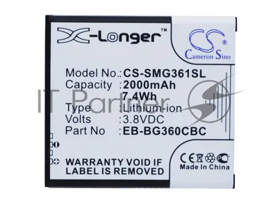 Аккумулятор CS-SMG361SL EB-BG360CBC для Samsung Galaxy J2 SM-J200F, SM-J200H 3.8V, 2000mAh, 7.60Wh
