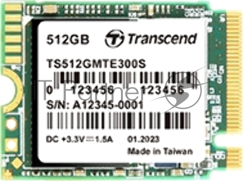 Накопитель SSD Transcend 300S TS512GMTE300S, 512Gb, PCIe 3.0 x4, M.2 2230, NVMe, R/W 2000/1100