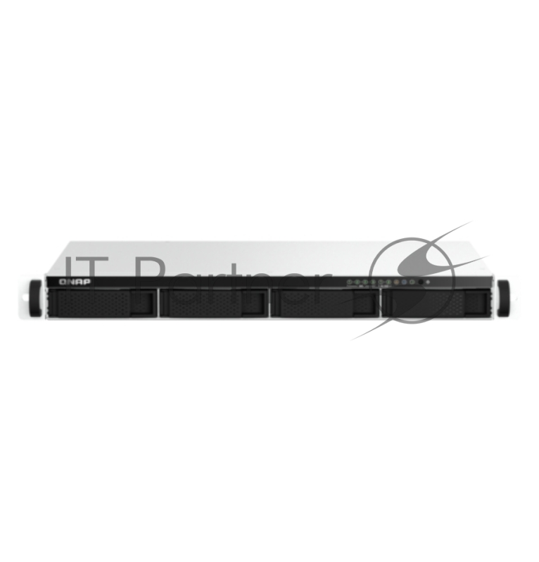 Сетевое хранилище SMB QNAP TS-464eU-8G NAS 4 HDD trays, rackmount 1U, 1 PSU. 4-core Intel Celeron N5105/N5095 2.0-2.9 GHz, 8 Gb RAM, 2x2.5GbE, 2xUSB 3.2 Gen 2 (10Gbps), 2xUSB 2.0, 1xHDMI, 2xM.2 PCIe Gen 3 x1 slots, W/o rail kit RAIL-B02