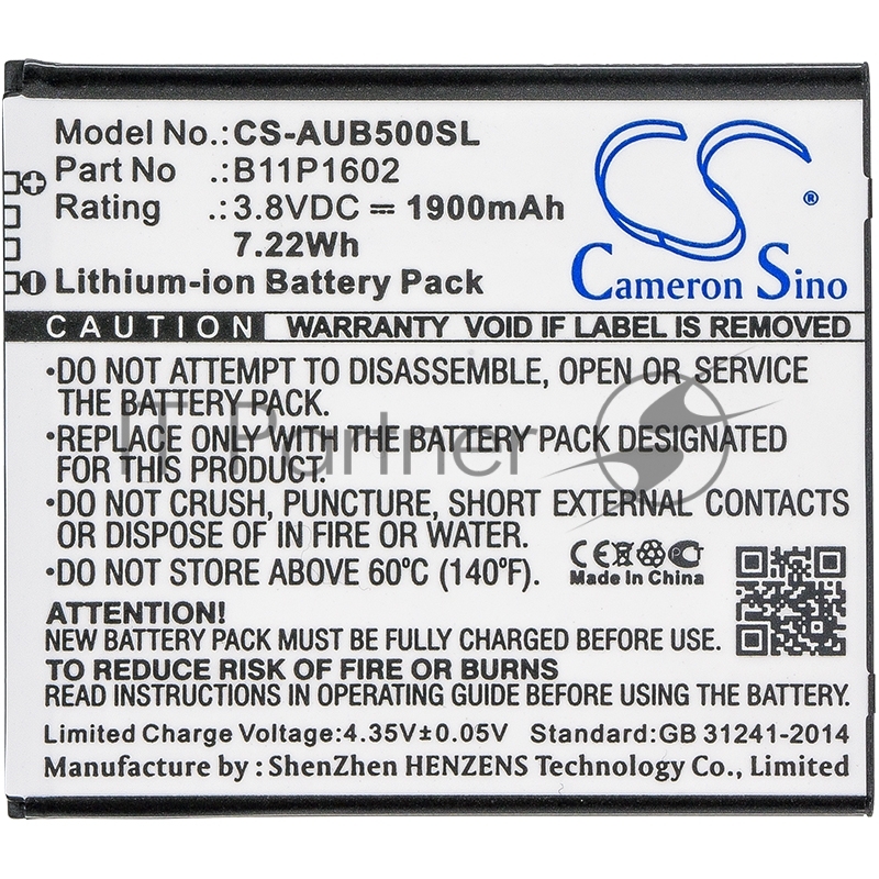 Аккумулятор CameronSino CS-AUB500SL B11P1602 для Asus ZenFone Go 5.03.8V, 1900 mAh, 7.22Wh