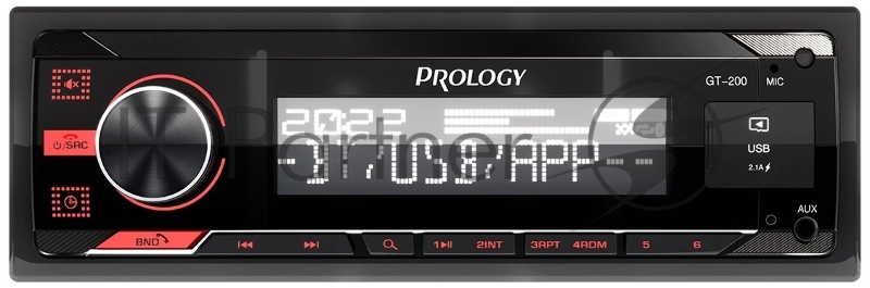 Автомагнитола Prology GT-200, 1 DIN, Bluetooth, USB Type-A, AUX, пульт ДУ