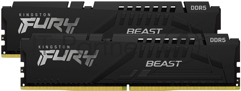 Оперативная память Kingston Fury Beast, DDR5, 32GB (2x16GB), 5600MHz, CL36, DIMM, с радиаторами, черный