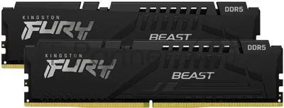 Оперативная память Kingston Fury Beast, DDR5, 32GB (2x16GB), 5600MHz, CL36, DIMM, с радиаторами, черный