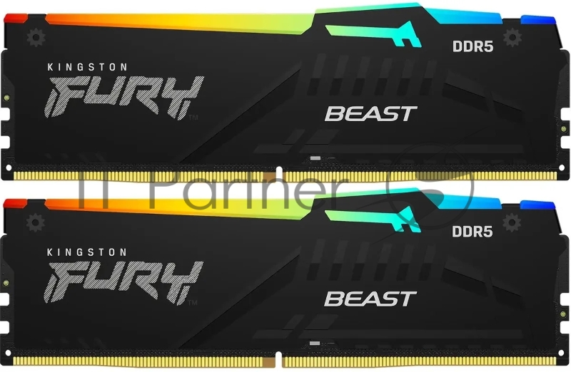 Оперативная память Kingston Fury Beast, DDR5, 32Gb (2x16GB), 5600MHz, CL36, DIMM, с радиаторами, RGB, черный
