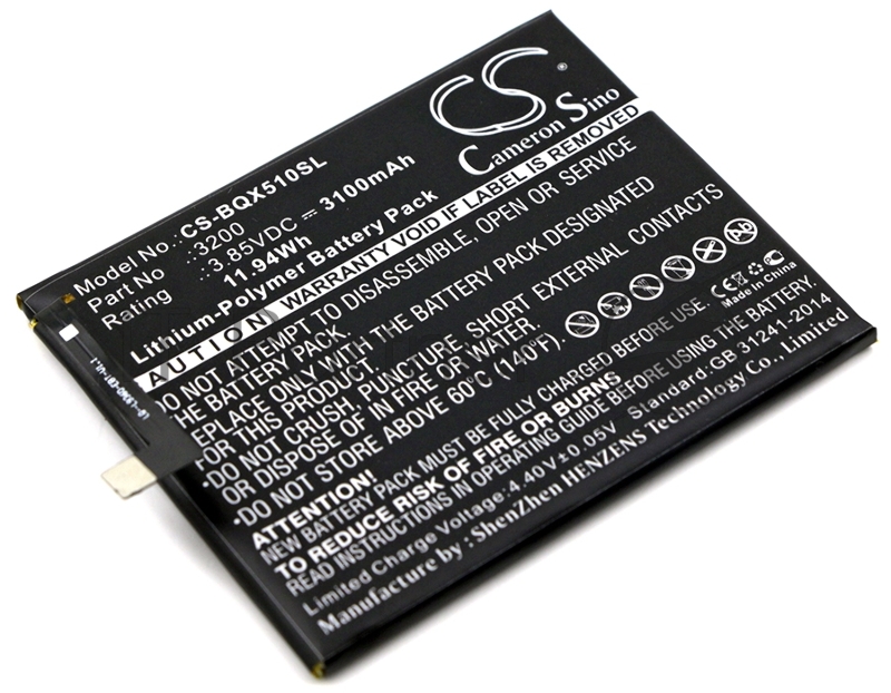 Аккумулятор CameronSino CS-BQX510SL BQ 3200 для BQ Aquaris X5 Plus 3.85V, 3100 mAh, 11.94Wh