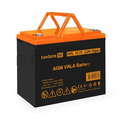 Аккумуляторная батарея ExeGate EX285653RUS HRL 12-75 (12V 75Ah, под болт М6)
