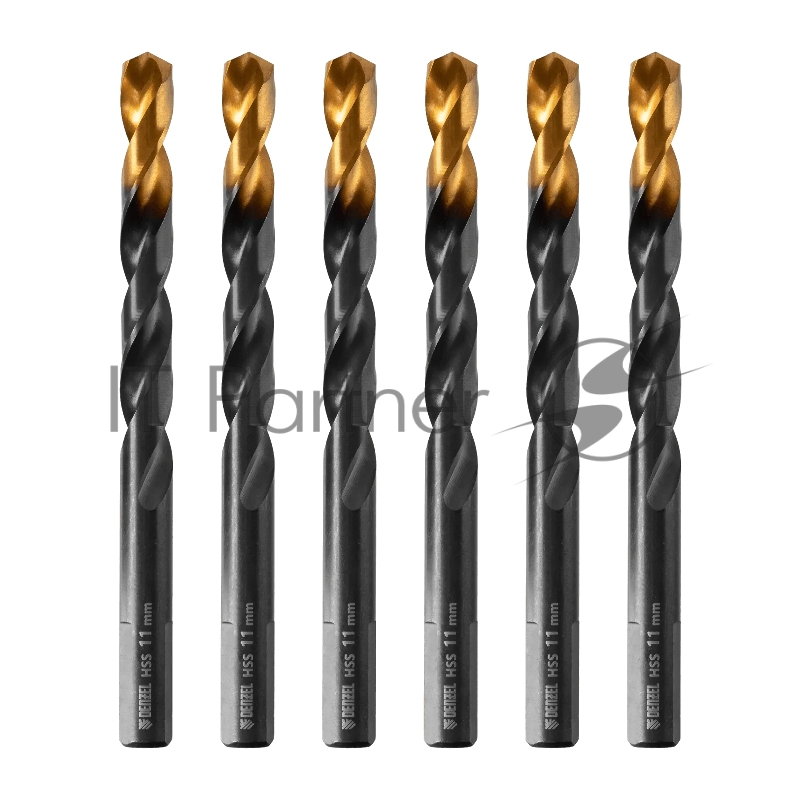 Сверло по металлу Denzel 11 мм, HSS-Tin, Golden Tip, 6 шт.