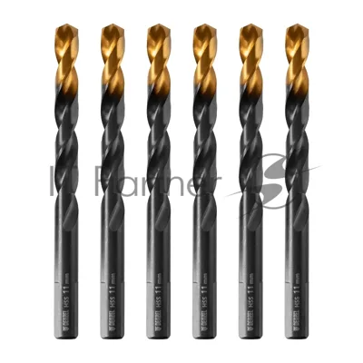 Сверло по металлу Denzel 11 мм, HSS-Tin, Golden Tip, 6 шт.