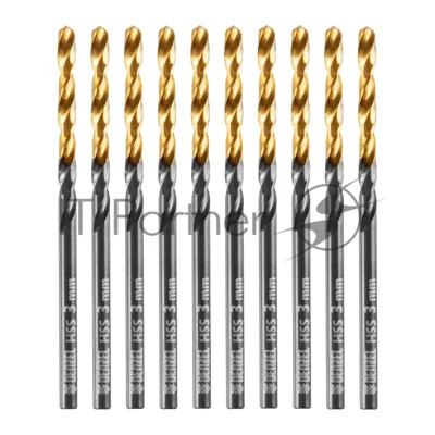 Сверло по металлу Denzel 3 мм, HSS-Tin, Golden Tip, 10 шт.