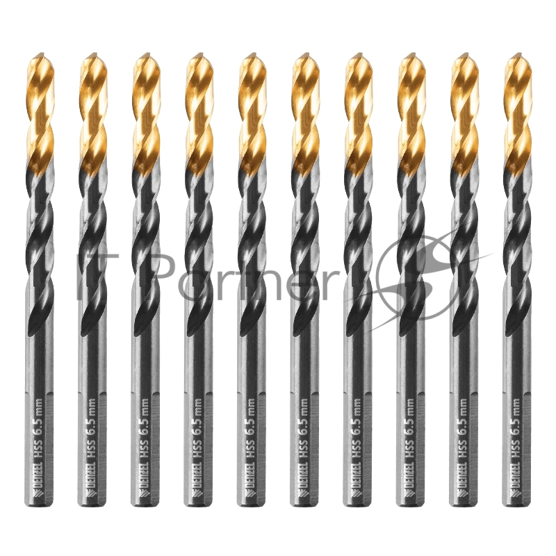 Сверло по металлу Denzel 6,5 мм, HSS-Tin, Golden Tip, 10 шт.
