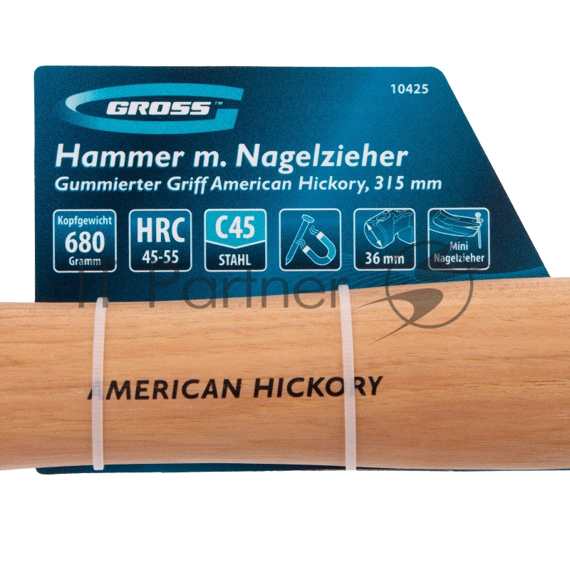 Молоток-гвоздодер Gross AMERICAN HICKORY 680 г, угол 75, магнит, обрезиненная рукоятка