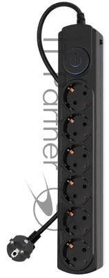 Сетевой фильтр Ippon BK-6-EU-3-10-B 3 м, 6 розеток, черный, коробка