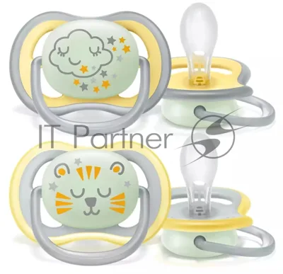 Пустышка для мальчиков Philips Avent ultra air night, с футляром для хранения и стерилизации, 2 шт, 18+ мес