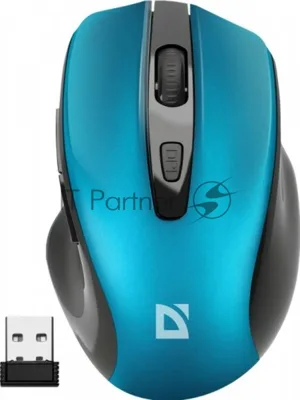 Мышь беспроводная Defender Prime MB-053 бирюзовый, 1600 dpi, радиоканал, USB, кнопки - 6