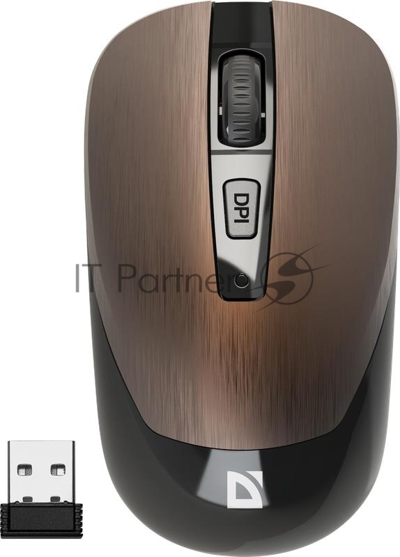 Мышь беспроводная Defender Wave MM-995 бронзовый, 1600 dpi, радиоканал, USB, кнопки - 4