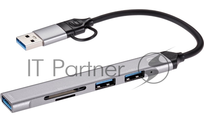 USB-концентратор VCOM DH297, USB 3.0/USB Type-C, USB/SD/TF, USB