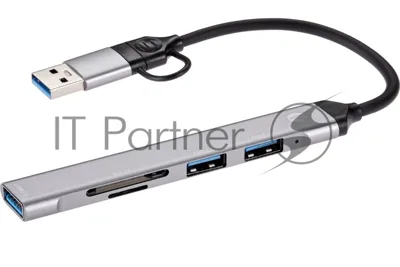 USB-концентратор VCOM DH297, USB 3.0/USB Type-C, USB/SD/TF, USB