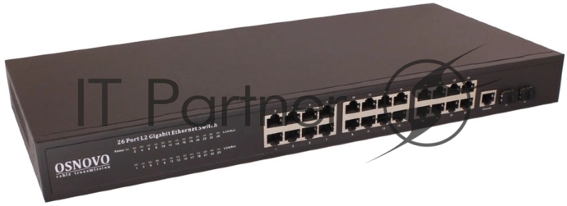 Коммутатор OSNOVO SW-72402/L2, 24×1 Гбит/с + 2×1 Гбит/с SFP, управляемый