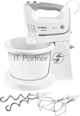 Миксер Bosch MFQ36460S белый/серый, ручной, 450 Вт, 5 скоростей