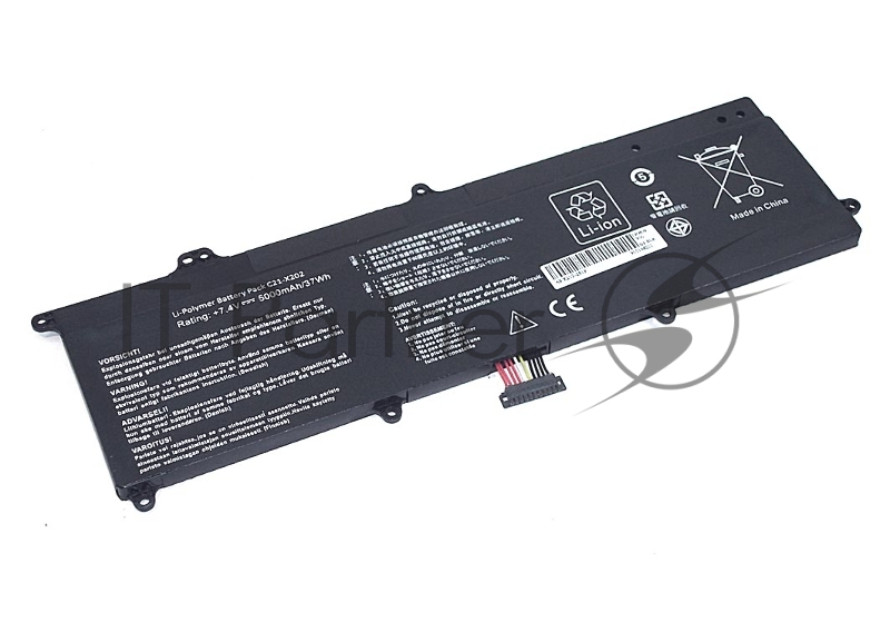 Аккумуляторная батарея для ноутбука Asus X202 7.4V 5000mAh OEM черный