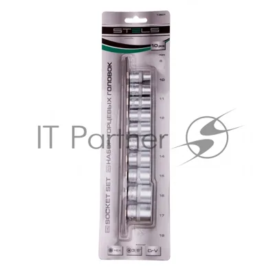 Набор торцевых головок 3/8", 6-ти гр., CrV, 10шт., 8-19мм Stels