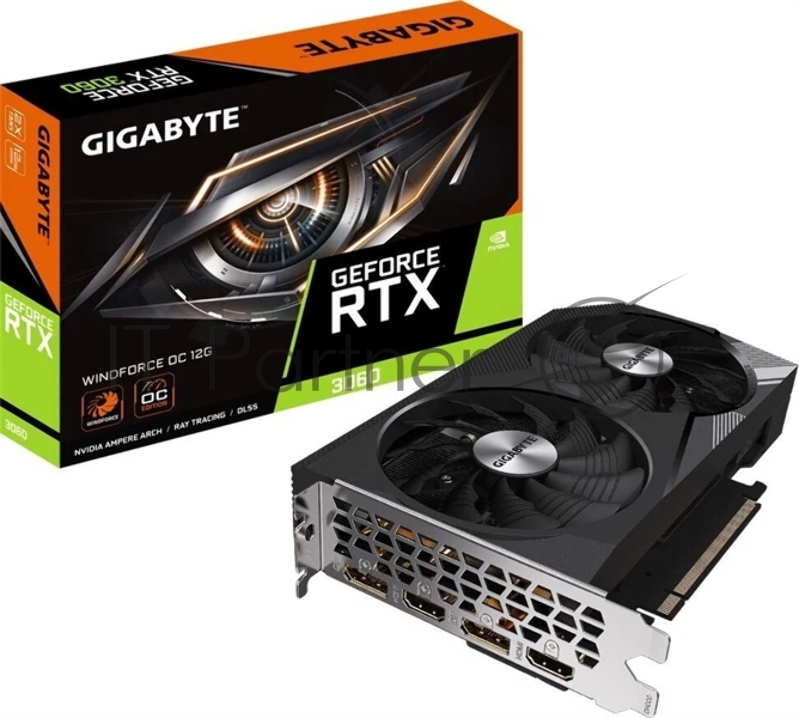 Видеокарта GIGABYTE GV-N3060WF2OC-12GD (V2.0), 12GB GDDR6, 192 bit, 2xDisplayPort, 2xHDMI, GPU 1320 MHz