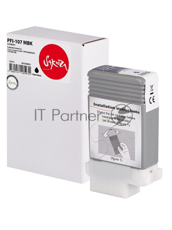 Картридж струйный Sakura 6704B001 (PFI-107 MBK) для Canon, черный матовый, 130 мл.