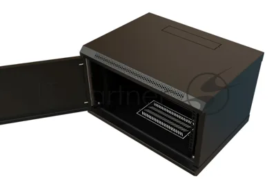 Шкаф коммутационный WRline (WR-TW-0666-SR-RAL9004) настенный 6U 600x600 мм пер. дв. металл 2 бок. пан. 60 кг черный 520 мм 367 мм IP20 сталь