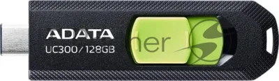 Флешка USB ADATA UC300 (ACHO-UC300-128G-RBK/GN), 128Gb, Type-C USB 3.2, R/W 100/30, черный/зеленый