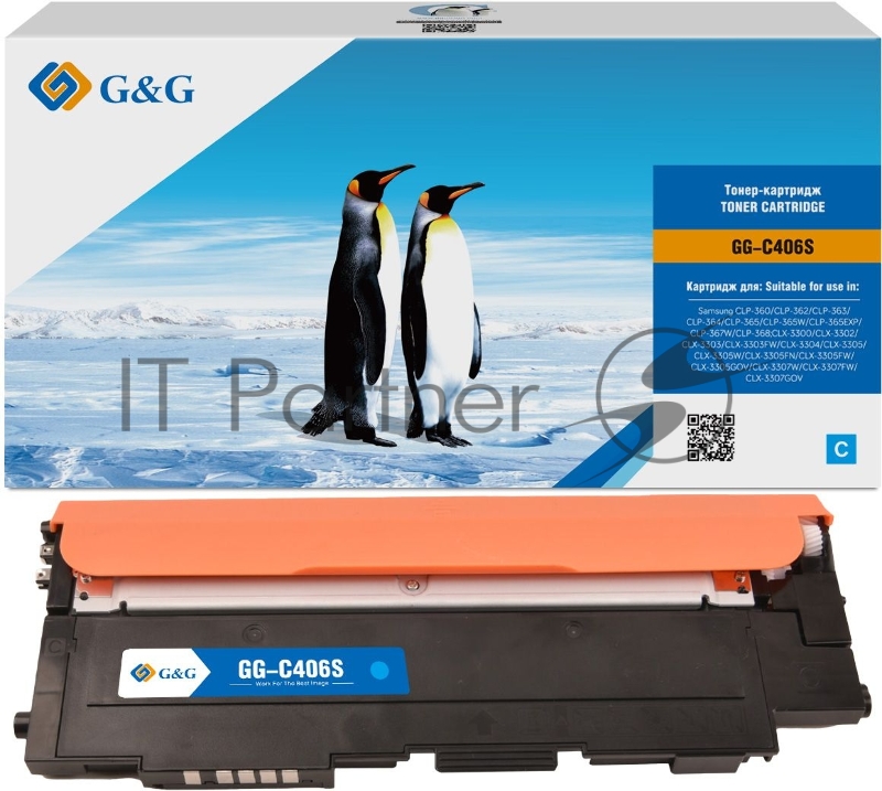 Картридж лазерный G&G GG-C406S голубой (1000 стр.) для Samsung CLP-360/362/363/364/365/367/368 CLX-3300/3302/3303/3304/3305/3307