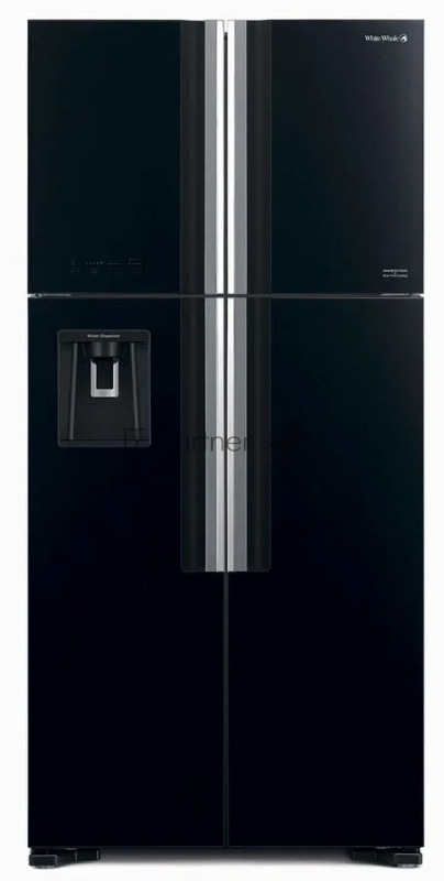 Холодильник Hitachi R-W660PUC7 GBK черный двухкамерный 396/144л морозилка сверху, No Frost, Side by Side