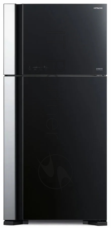 Холодильник Hitachi R-VG660PUC7-1 GBK черный стекло двухкамерный 405/145л морозилка сверху No Frost
