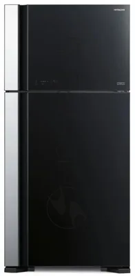 Холодильник Hitachi R-VG660PUC7-1 GBK черный стекло двухкамерный 405/145л морозилка сверху No Frost