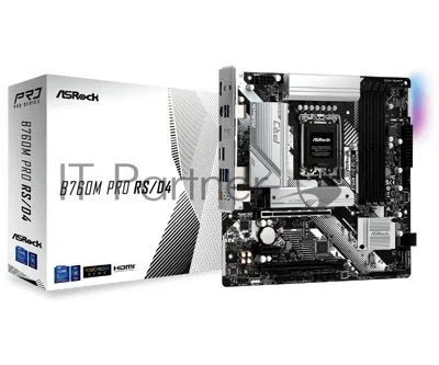 Материнская плата ASRock B760M Pro RS/D4, LGA 1700, Intel B760, 4xDDR4, 4xSATA, 2xM.2, 1xPCIe 4.0 x16, DisplayPort, HDMI, USB Type-C, 1x2.5Gb LAN, 3x3.5 мм, 7.1, microATX