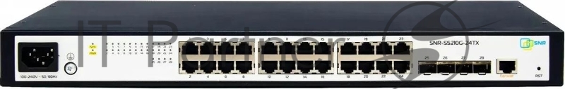 Коммутатор управляемый SNR уровня 2+, 24 порта 10/100/1000Base-T, 4 порта 1/10G SFP+