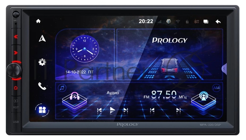 Автомагнитола Prology MPA-220 DSP, 2 DIN, 7", Android 10, Bluetooth, USB Type-A, AUX, GPS, 4G, пульт ДУ