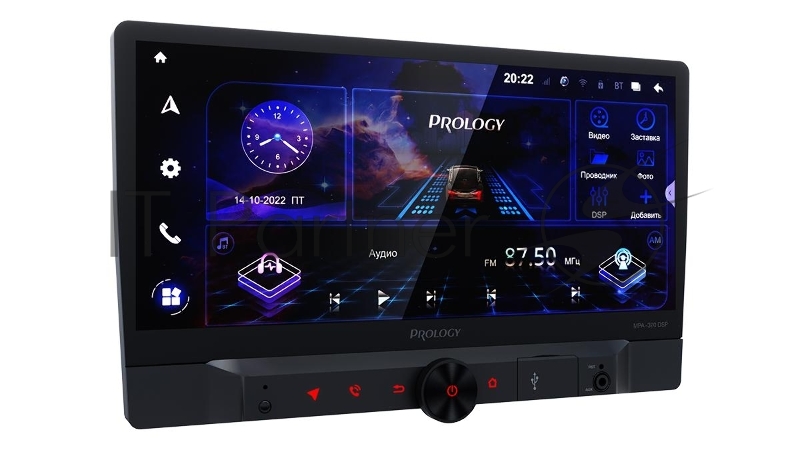Автомагнитола Prology MPA-320 DSP, 2 DIN, 10", Android 10, Bluetooth, USB Type-A, AUX, GPS, 4G, пульт ДУ