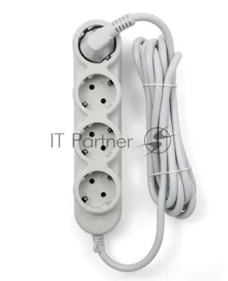 Удлинитель PC 3 м, 4 р с/з, с выкл.16А бел. PC-5B-3M
