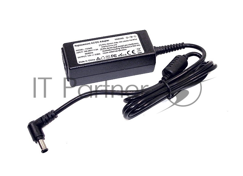 Блок питания для монитора и телевизора LCD 14V 2.86A (6.5x4.4 мм) 40W OEM