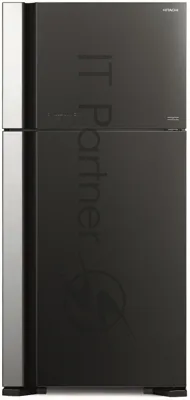 Холодильник Hitachi R-VG660PUC7-1 GGR серый стекло двухкамерный 405/145л морозилка сверху No Frost