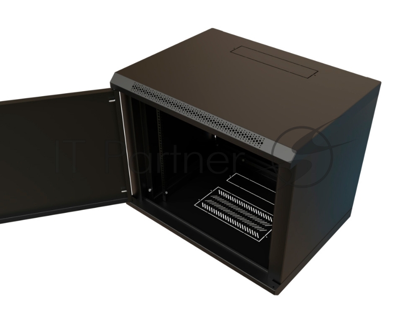 Шкаф коммутационный WRline (WR-TW-1245-SR-RAL9004) настенный 12U 600x450 мм пер. дв. металл 2 бок. пан. 60 кг черный 370 мм 650 мм IP20 сталь