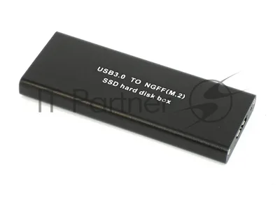 Бокс для SSD диска NGFF (M2) с выходом USB 3.0 алюминиевый, черный
