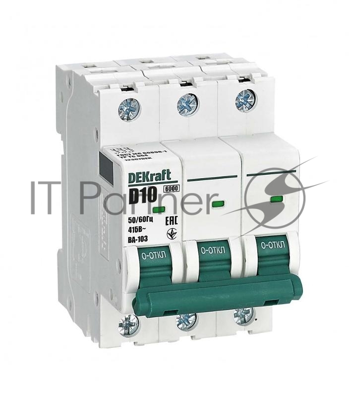 Выключатель автоматический DEKraft 3Р 10А х-ка D ВА-103 6кА 12367DEK