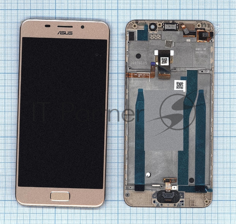Дисплей для Asus ZenFone 3s Max ZC521TL золотой с рамкой
