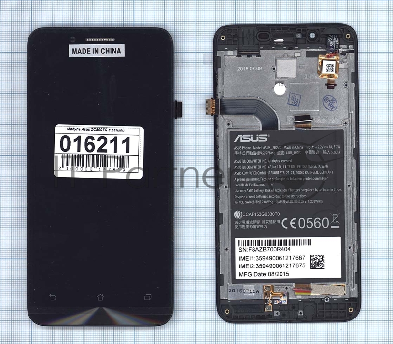 Дисплей для Asus ZenFone Go ZC500TG черный с рамкой
