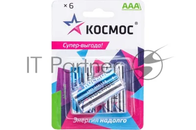 Элемент питания Космос алкалиновый AAA/LR03 BP-6 (блист.6шт)