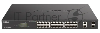 Коммутатор D-Link DGS-1100-26MPPV2/A3A, 24×1 Гбит/с + 2×1 Гбит/с SFP, настраиваемый