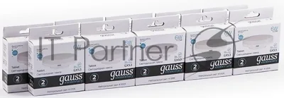 Лампа светодиодная Gauss Elementary GX53 6Вт цок.: GX53 таблетка 220B 4100K св. свеч. бел. ней. (упак.: 10 шт)