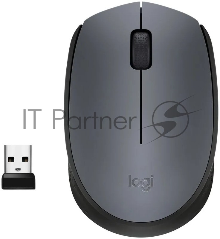 Мышь беспроводная Logitech M170 черный/темно-серый, 1000 dpi, радиоканал, USB, кнопки - 3